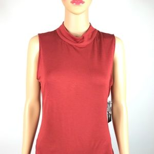 Womens Ruched Mock-Neck Sleeveless Top K#14